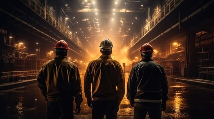 Workers working in heavy industrial plants.