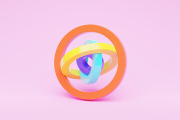 Poster - Abstract colorful shape against pink background, 3D illustration.  Smooth shape 3d rendering