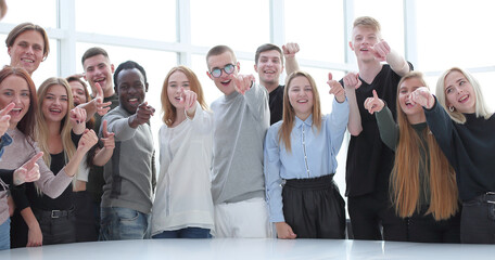 Wall Mural - multinational group of young people pointing at you