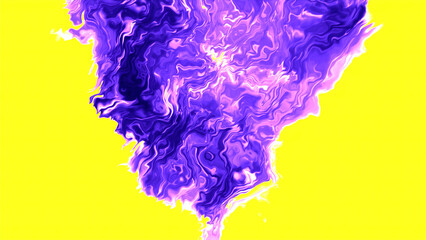 Poster - Purple and turquoise smoke. Motion. Yellow and pink background with bright iridescent smoke in 3d format.