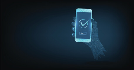 Poster - Payment online concept on a smartphone. Payment approval icon on a mobile phone.