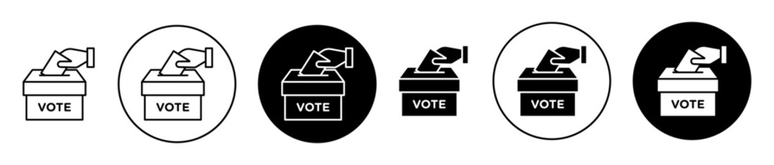 Wall Mural - voting ballot box icon set in black filled and outlined style. suitable for UI designs