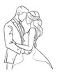 Continuous one line drawing of a wedding couple. Vector illustration.
