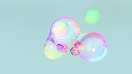 Aufkleber - 3D Background Abstract Metaballs in multiple colors. Bright holographic colors. Ultra-HD in 4K size. Alpha matte and a looped, seamless 3D animation.