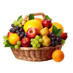 Poster - Many kinds of fruits in a basket on transparent background PNG
