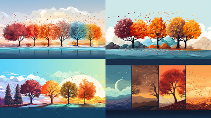 Poster - collage of autumn trees