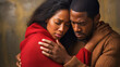 Black african american couple in emotional distress during breakup