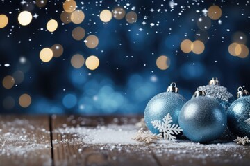 christmas and new year decoration with copy space. christmas balls and baubles on blurred background