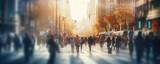 Fototapeta Fototapeta Londyn - Crowd of people walking on busy street city in motion blur.
