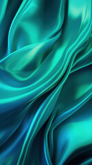 Poster - Liquid metal wave background. Blue, green colors.