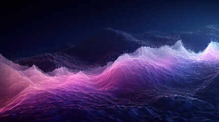 Poster - Futuristic big data visualization wave blue and purple background