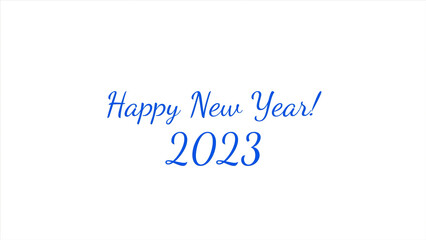 Poster - White congratulations on the new year. Motion. The letters appearing in bright color with the inscription happy new year 2023 made in animation.