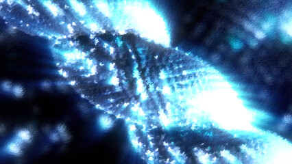 Poster - Blue background with bright illumination. Motion. Bright lines of blue shades that shimmer and are made in 3d abstraction.