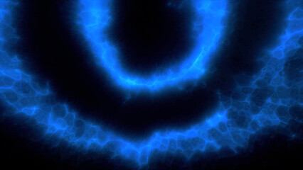 Poster - Purple and blue circles on a dark background. Motion. Moving circles in abstraction that twitch in different directions.