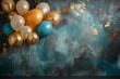 Froher Geburtstag - Bunte Luftballons im blauen Himmel