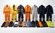 a variety of complete labor clothing, ai generative