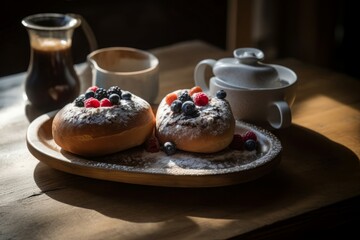 Poster - Italian cream buns dessert. Generate Ai