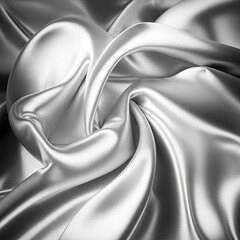 Wall Mural - Silver abstract shiny plastic silk or satin wavy background.