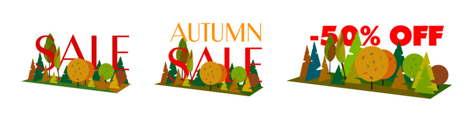 set of autums sale tags. price icons