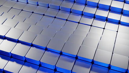 Poster - White square rising buttons. Design. White buttons that rise and fall in cartoon animation.