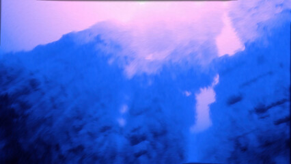Poster - Violet-blue calm background. Motion. Huge mountains growing up made in abstraction.