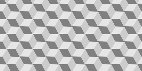 Wall Mural - Seamless geometric hexagon cube pattern background. abstract cubes geometric white and gray color hexagon technology background. digital cube honeycomb Front view of white texture for background.