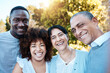 © Anela/peopleimages.com - Selfie, portrait and people with senior parents in an outdoor park for adventure, holiday or weekend trip. Happy, smile and young man and woman taking picture with elderly mom and dad from Mexico.