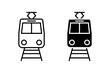 Train icon vector set. Outline railway symbol. Metro sign