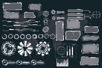 Wall Mural - digital interface hud elements set pack. user interface, frame screens. callouts titles, fui circle 