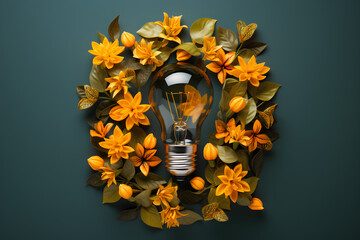 Wall Mural - bulb with flower and leaves