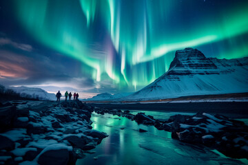 northern lights expedition: hiking under the aurora in lapland's snowy wonderland. chasing the arcti