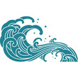 oriental sea wave silhouette shape design 