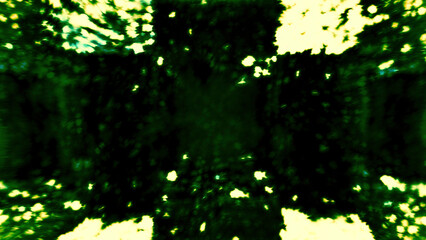 Poster - Green square long corridor. Motion. A bright tunnel with square walls in animation that moves deeper.