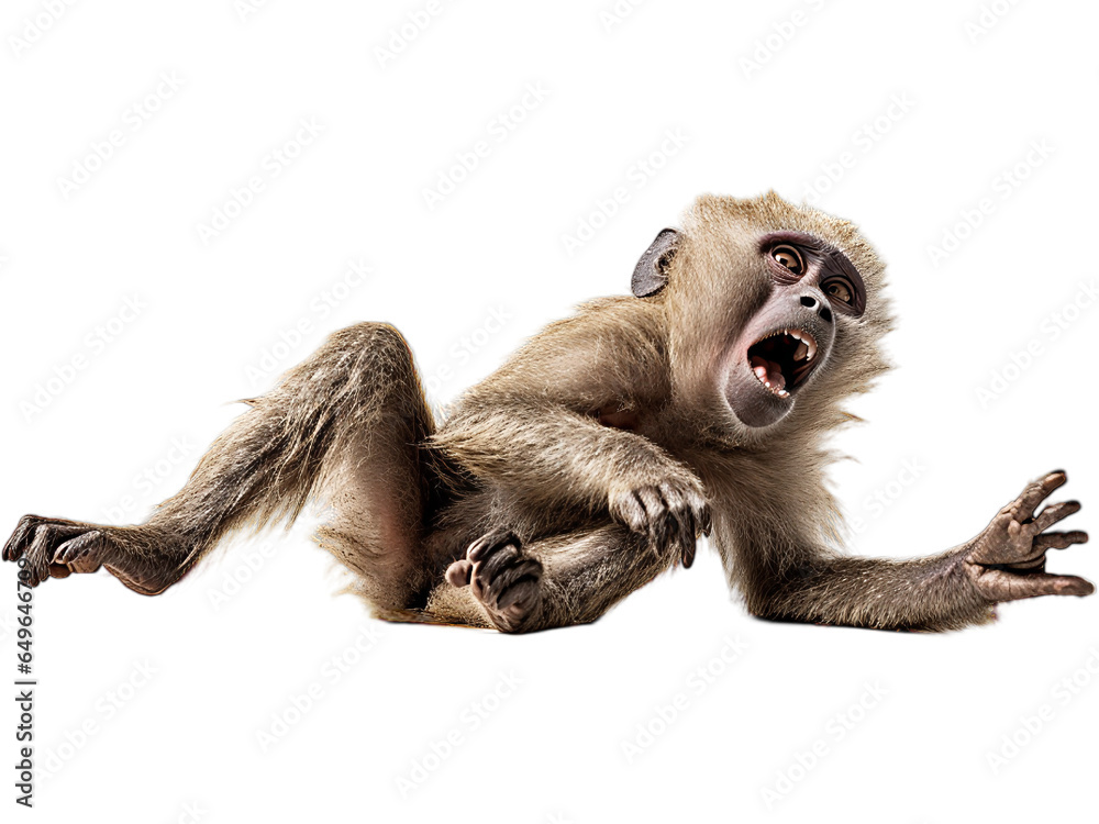 Baboon Playful Tumble, Transparent Background