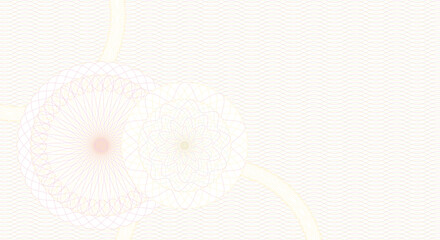 light pink, green and yellow guilloche background with rosette