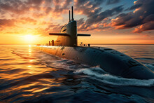 Nuclear Submarine In The Middle Of The Ocean