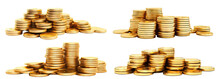 Set Of Gold Coins Stacks, Cut Out
