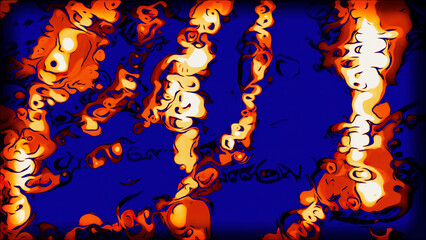 Poster - Dark background with purple orange patterns. Motion. Patterns of fine lines made in 3d format that shine.