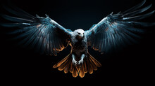 Eagle, Large Bird Of Prey On A Black Background, Art, Fantasy, Unusual Bright Predator