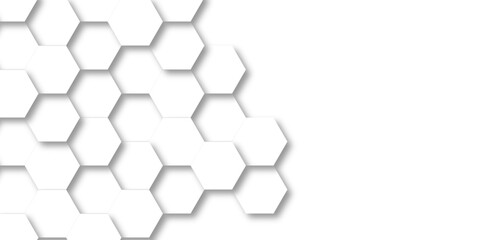 Wall Mural - background seamless pattern with hexagons white hexagonal background. computer digital drawing, back