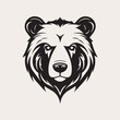 © Bisams - Bear head one color vector logo, emblem, icon for company or sport team branding. Tattoo art style.
