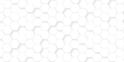 Seamless pattern with hexagons White Hexagonal Background. Computer digital drawing, background with hexagons, abstract background. 3D Futuristic abstract honeycomb mosaic white background.