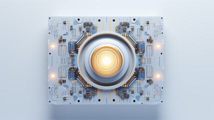 Aufkleber - white computer chip light fluorescent button isolated on the background computer graphics website design