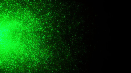 Poster - Green and yellow glitter. Motion. A black background with a sucking shine made in a bright abstraction.