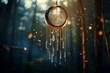 Ethereal wind chime dangles, crafted from celestial elements, whispering tales of the cosmos with every breeze.