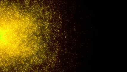 Poster - Green and yellow glitter. Motion. A black background with a sucking shine made in a bright abstraction.