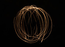Light Painting With Torch In Circle At Night