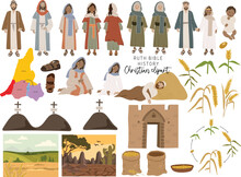 Ruth History Clipart, Christian Clipart, Ruth Bible Elements, Ruth Clipart, People Portrait, Bible History Clipart, Scripture Items