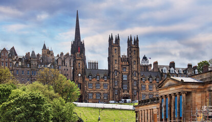 Wall Mural - Edinburgh panorama view at sunset, Scotland - UK, New collage