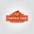 © PyruosID - label sticker illustration simple vintage pumpkin logo vector design with typography
